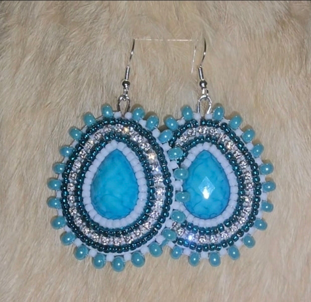 Blue Tear Drop Earrings